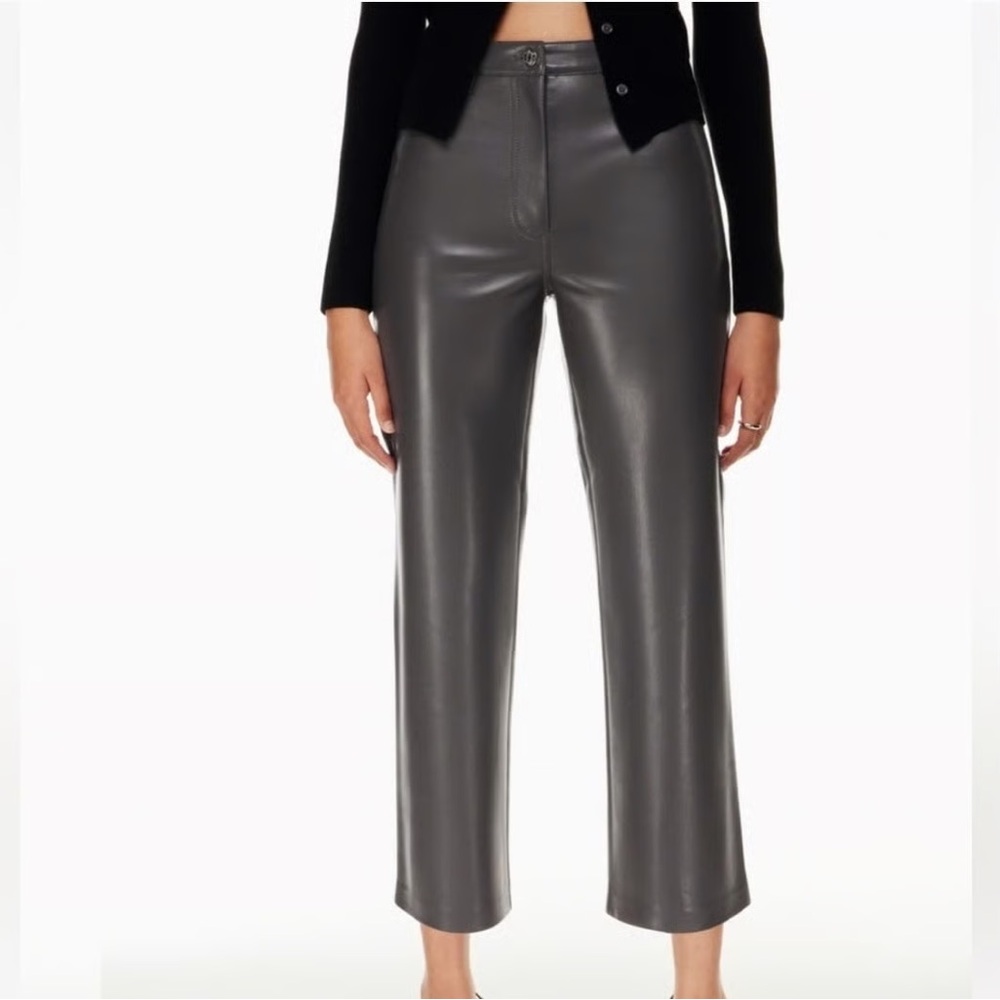 Wilfred Dark Gray Faux Leather Straight Pants